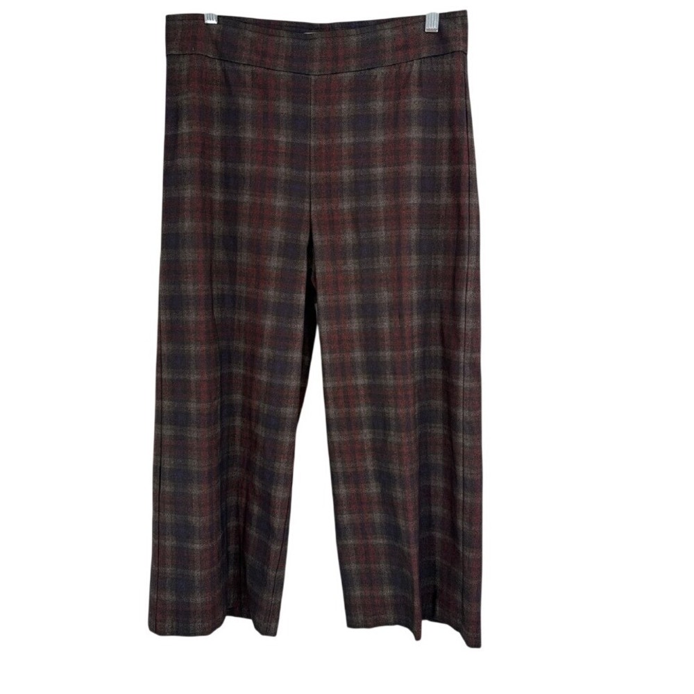 Avenue Montaigne Pants Womens Size 10 Plaid Pull On Cropped Wide Leg USA